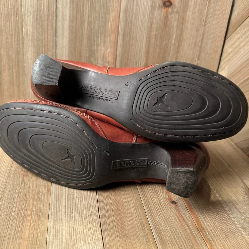 Pikolinos Brown Leather Women’s Ankle Boots w/ Moccasin‎ Stitching size 9.5 (40)